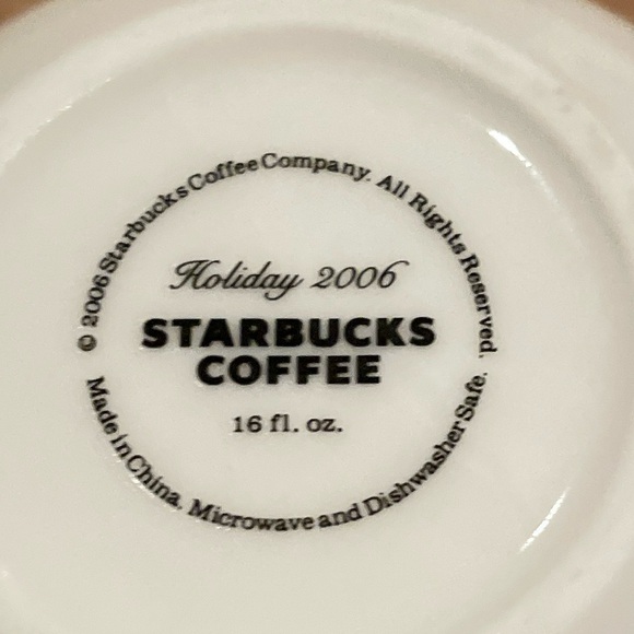 Starbucks Duo Holiday 2006 Embossed 16 oz matching mugs Christmas Cabincore - Picture 6 of 7